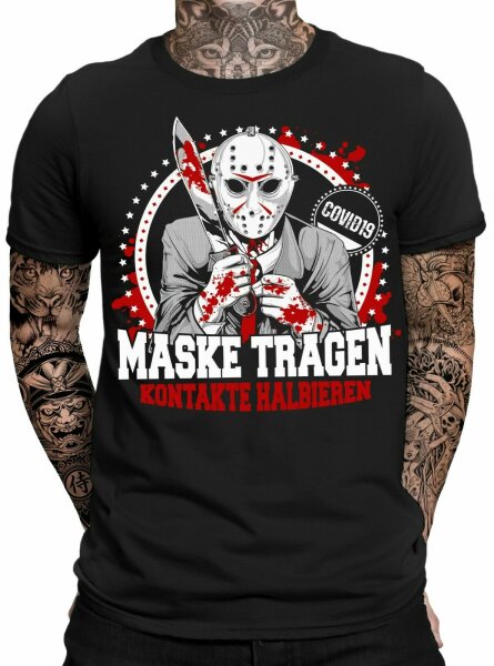 Maske tragen - Kontakte halbieren Jason Herren Fun T-Shirt  | Purge