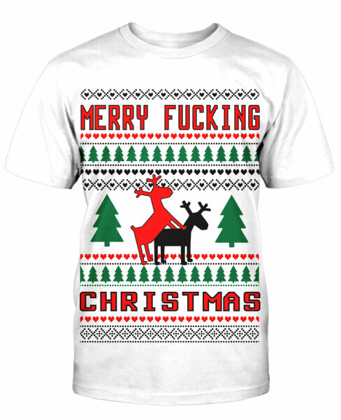 Merry Fucking Christmas T-Shirt Fun Trash Ugly Funshirt Sprüche Weihnachten XMas