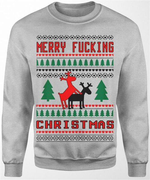 Merry Fucking Christmas Sweater Fun Pulli Weihnachten X-Mas Geschenk Lustig neu