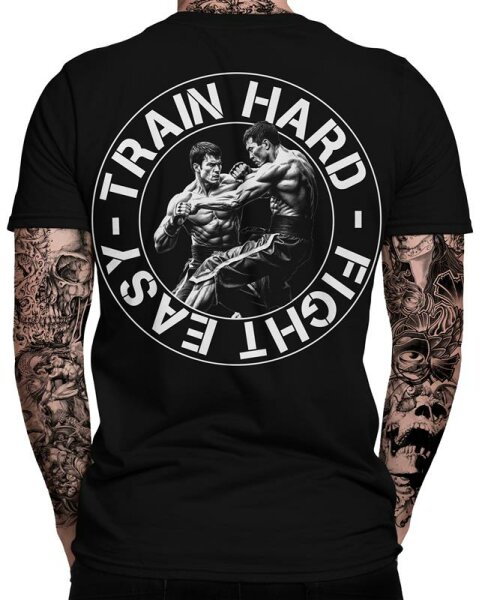 Train Hard Fight Easy mma Muay Thai T-Shirt herren | Kickboxen | kampfsport