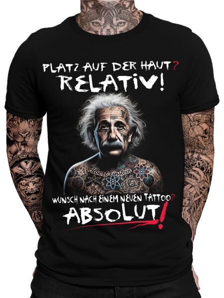 Lustiges Tätowierter Albert Einstein T-Shirt | Geek Fun Shirt für Tattoo Fans | Vintage Grafik | Popkultur Kunst | Humorvolles Geschenk